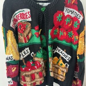 Vintage 90s eagle’s eye Fruit and Vegetable Knit Cardigan